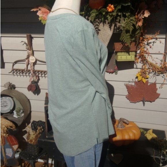 CYNTHIA ROWLEY ♡ Gorgeous Minty Green|Blueish Extremely SOFT Long Sleeve Top L - Picture 8 of 15